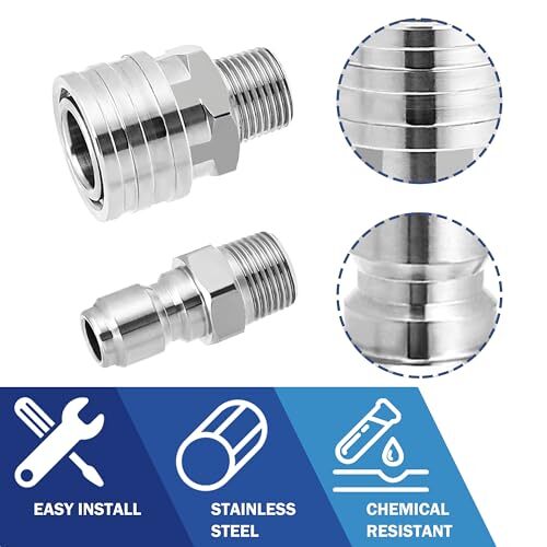 Pressure Washer Adapter Set 2 Sets 3/8″ Quick Connect Fittings Male Pressure