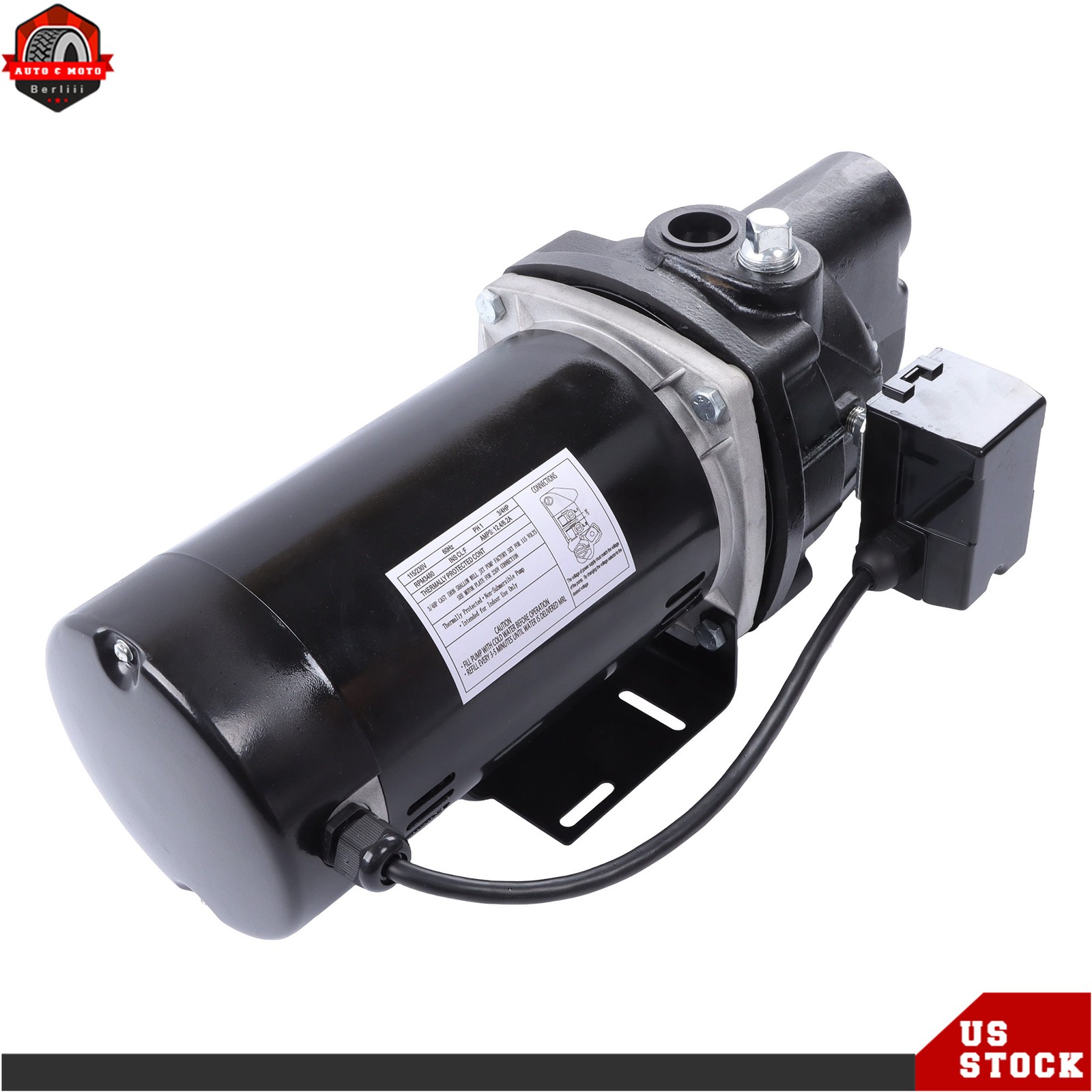 Cast Iron SWS75 3/4 HP Shallow Well Jet Pump 510 Gallons Per Hour 115/230V 1PH