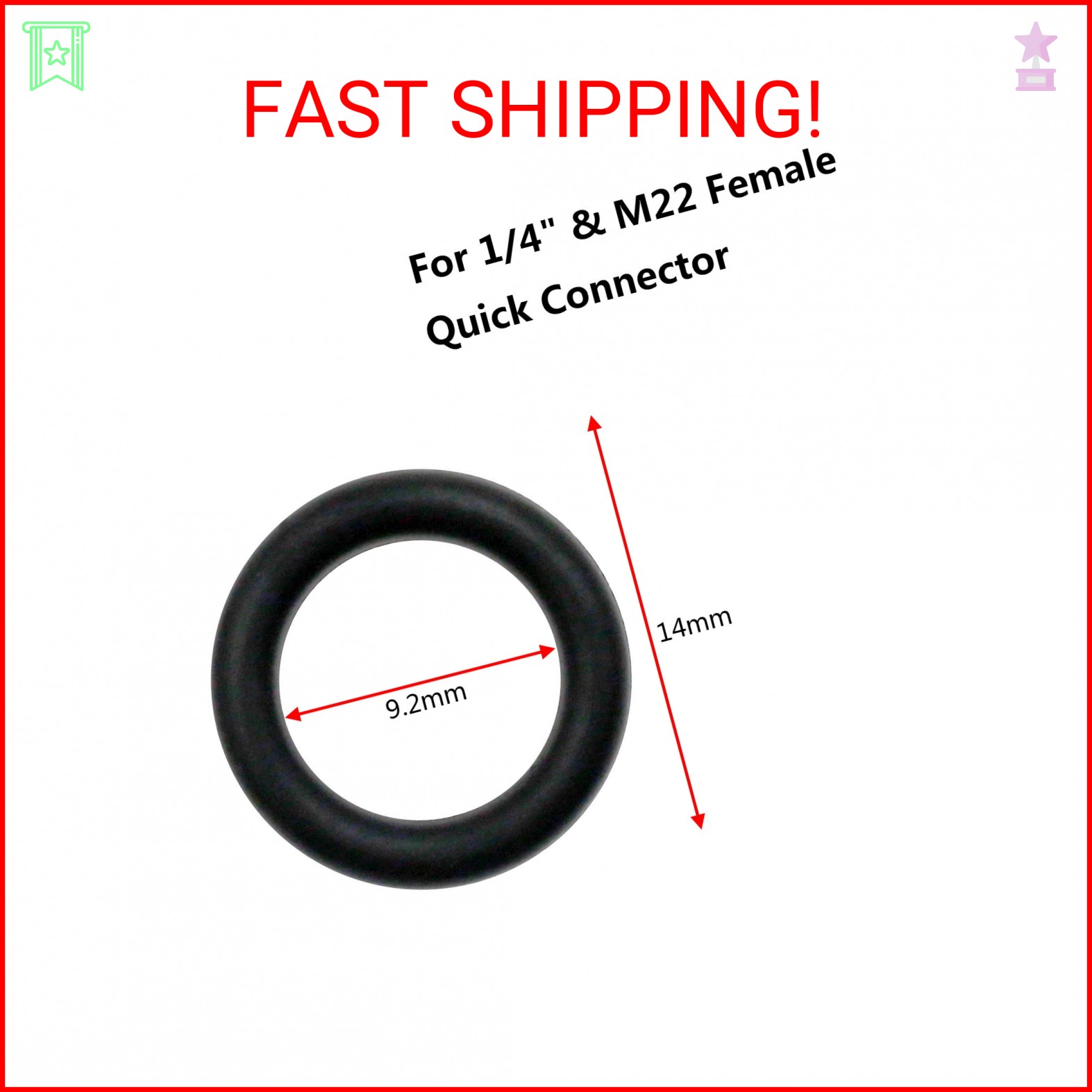 Kyuionty 50Pcs Power Pressure Washer O-Rings for 1/4 Inch M22 Quick Connect Coup