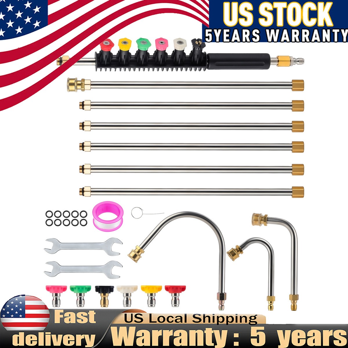 High Pressure Washer Gun 4000 psi with Wrench with adhesive tape 9.5FT