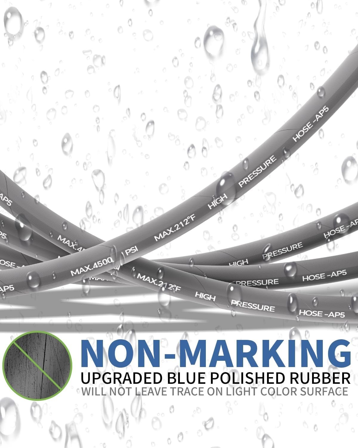 50FT 3/8″ Pressure Washer Hose 4500PSI Wire Braided Kink Resistant Power Hose