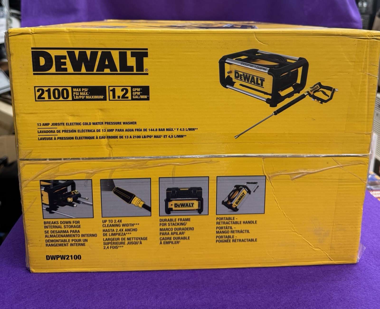 💥NEW SEALED BOX💥DEWALT DWPW2100 1.2gal 2100 PSi COLD WATER PRESSURE WASHER