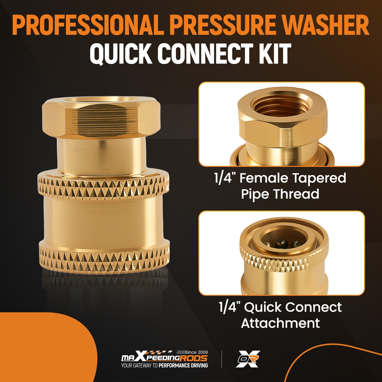 1/4″ Quick Connect to Female NPT Pressure Washer Coupler Adapter Brass 5000 PSI
