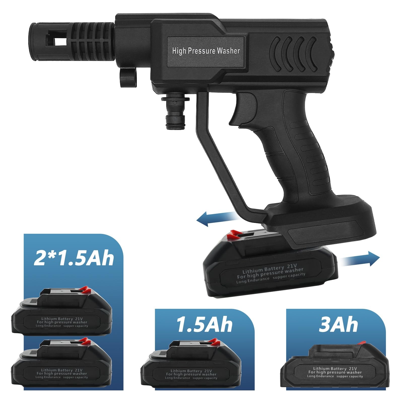 Derasl Cordless Pressure Washer Battery Powered Pressure Washer 5M Hose