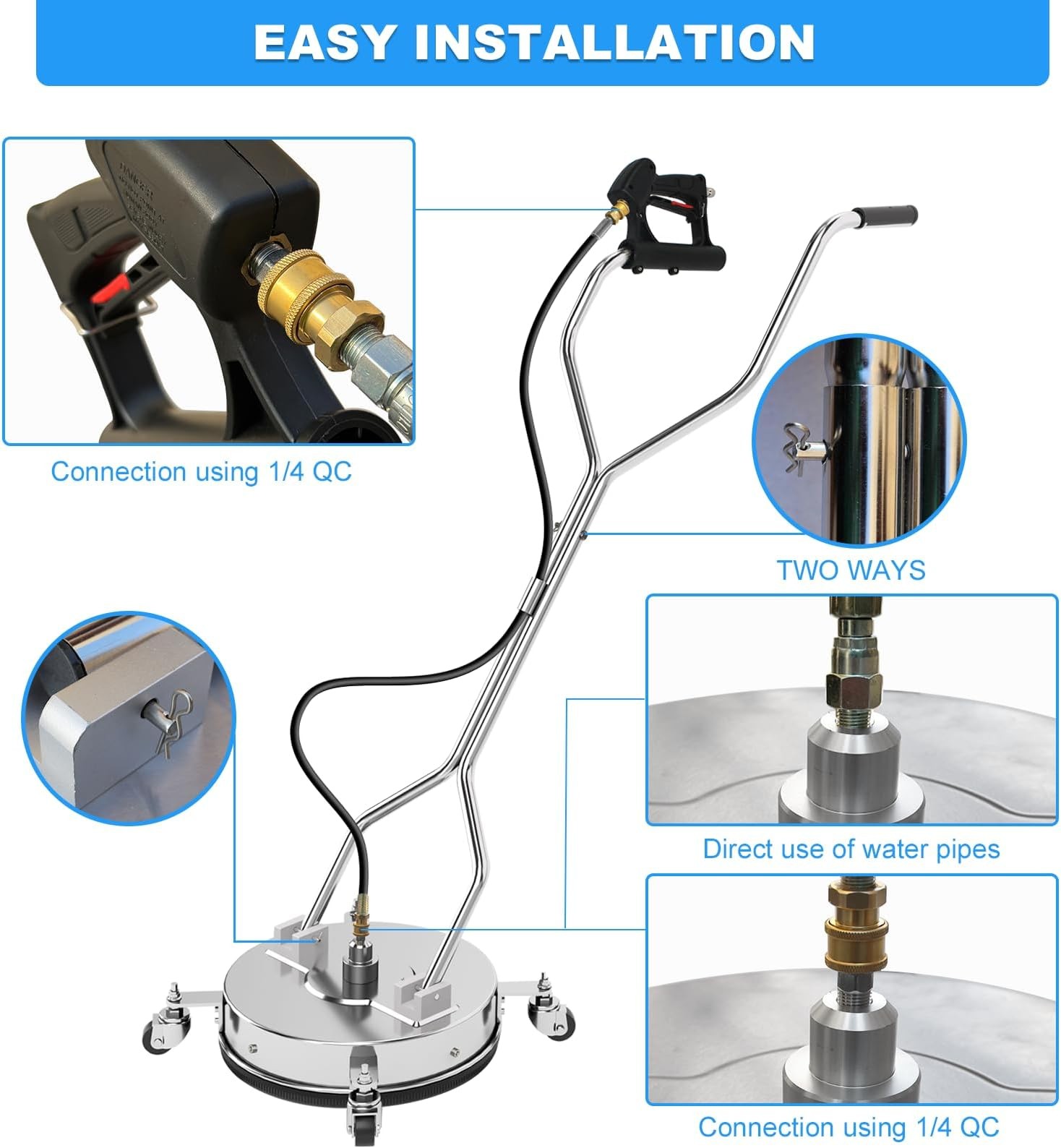 16″ Pressure Washer Surface Cleaner with 304 Industrial-Grade Stainless Steel…