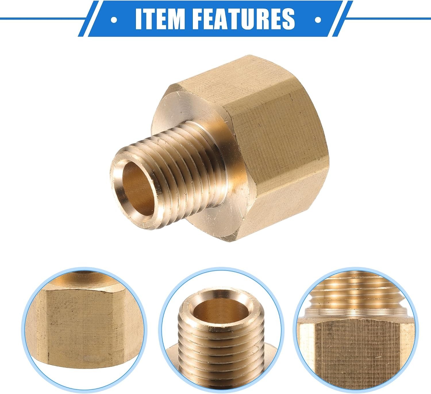 Pressure Washer Connector M22x1.5 to 9mm M14x1.5 Brass Adapter Copper Tone 1pc