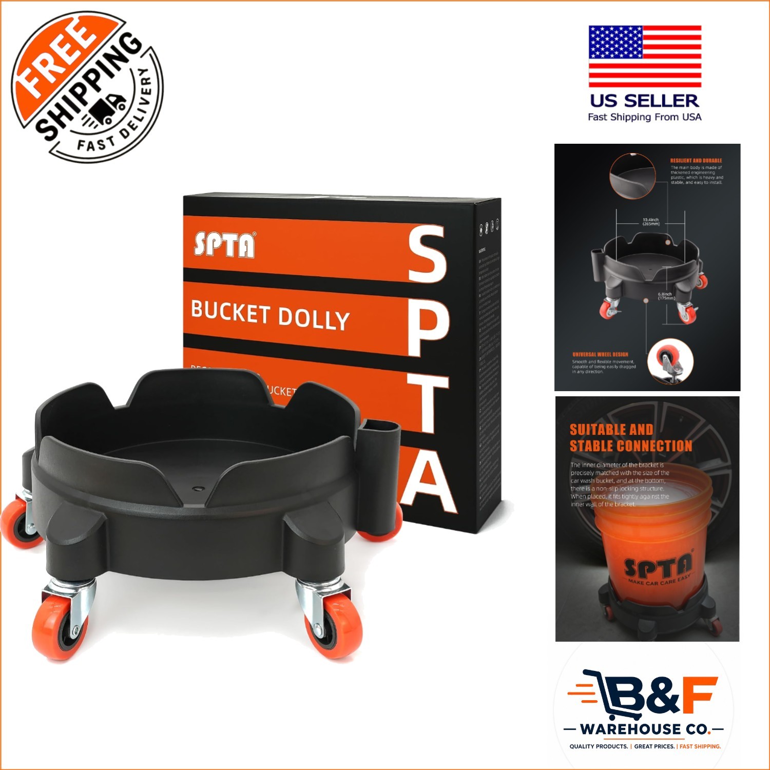 Luxury Bucket Dolly with 5 Wheels for Effortless Car Washing & Detailing