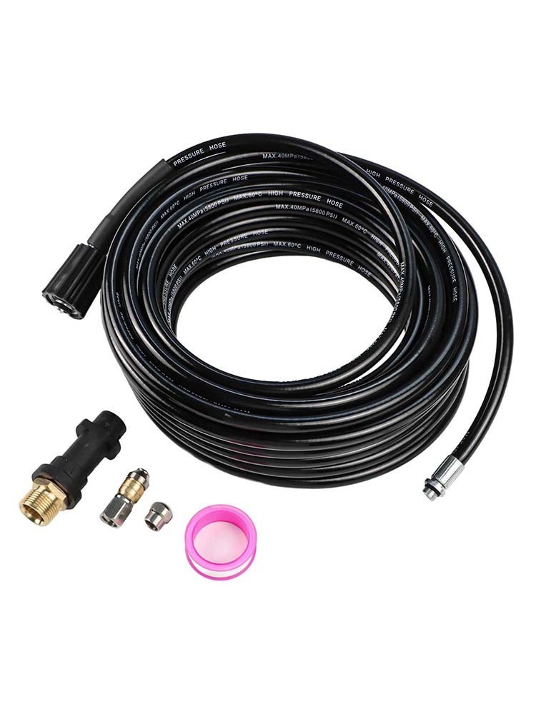 For Karcher-Compatible 15m 20m Hose Set with Adapter 2 Connectors Raw Tape