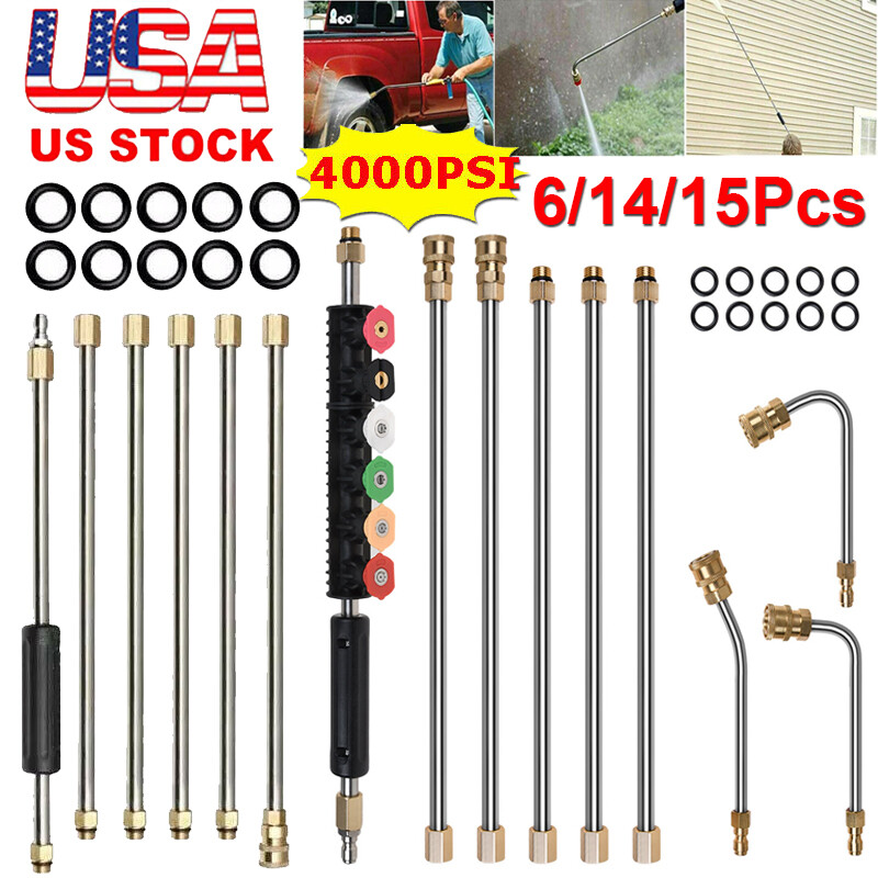High Pressure Washer Gun Extension Wand Lance Gutter Cleaner Nozzles Kit 4000PSI