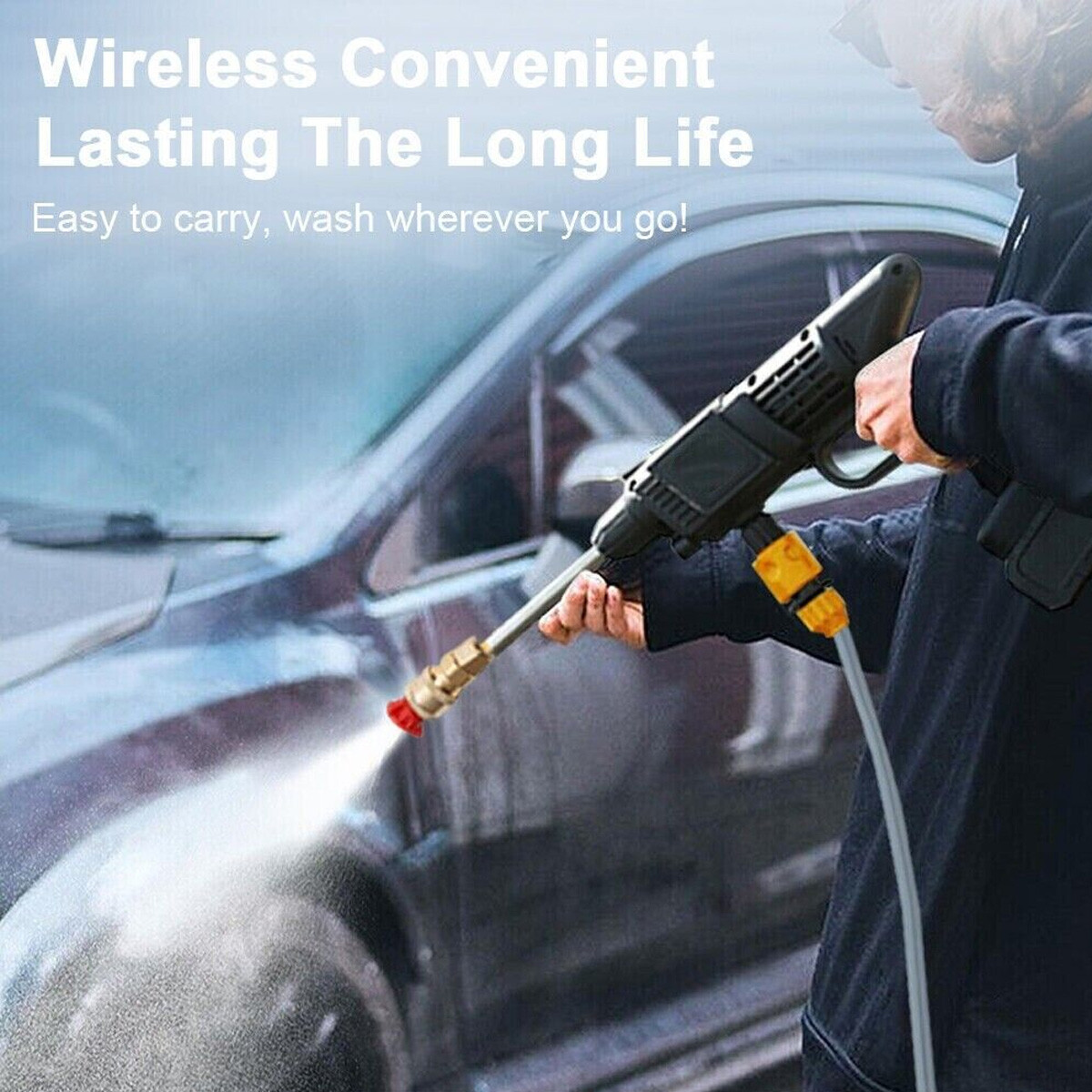 Portable Cordless Electric High Pressure Water Spray Gun Car Washer Cleaning 24V