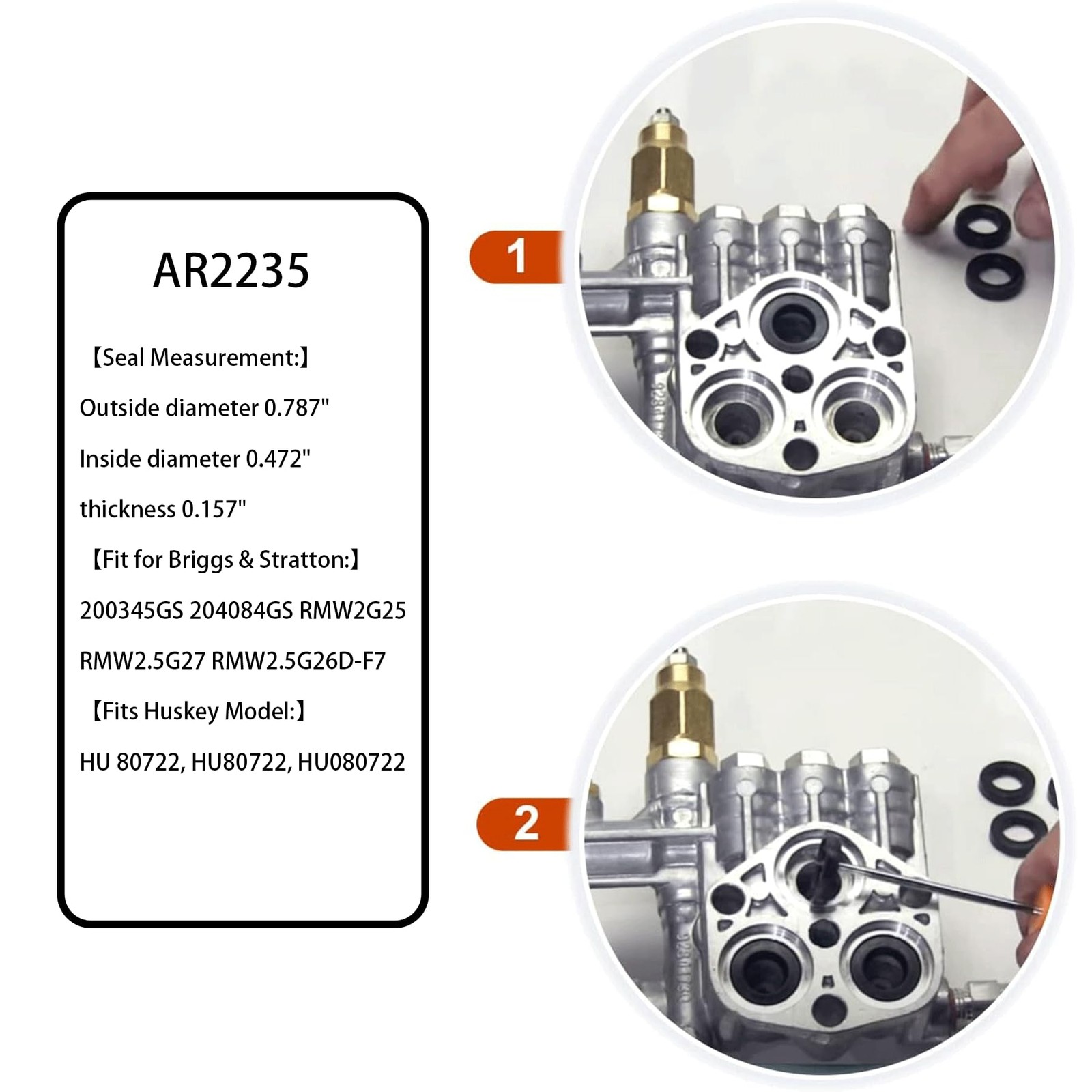 Pressure Washer Pump Water Seal Kit 10 Pack for AR2235 RMW2G25 RMW2.5G27