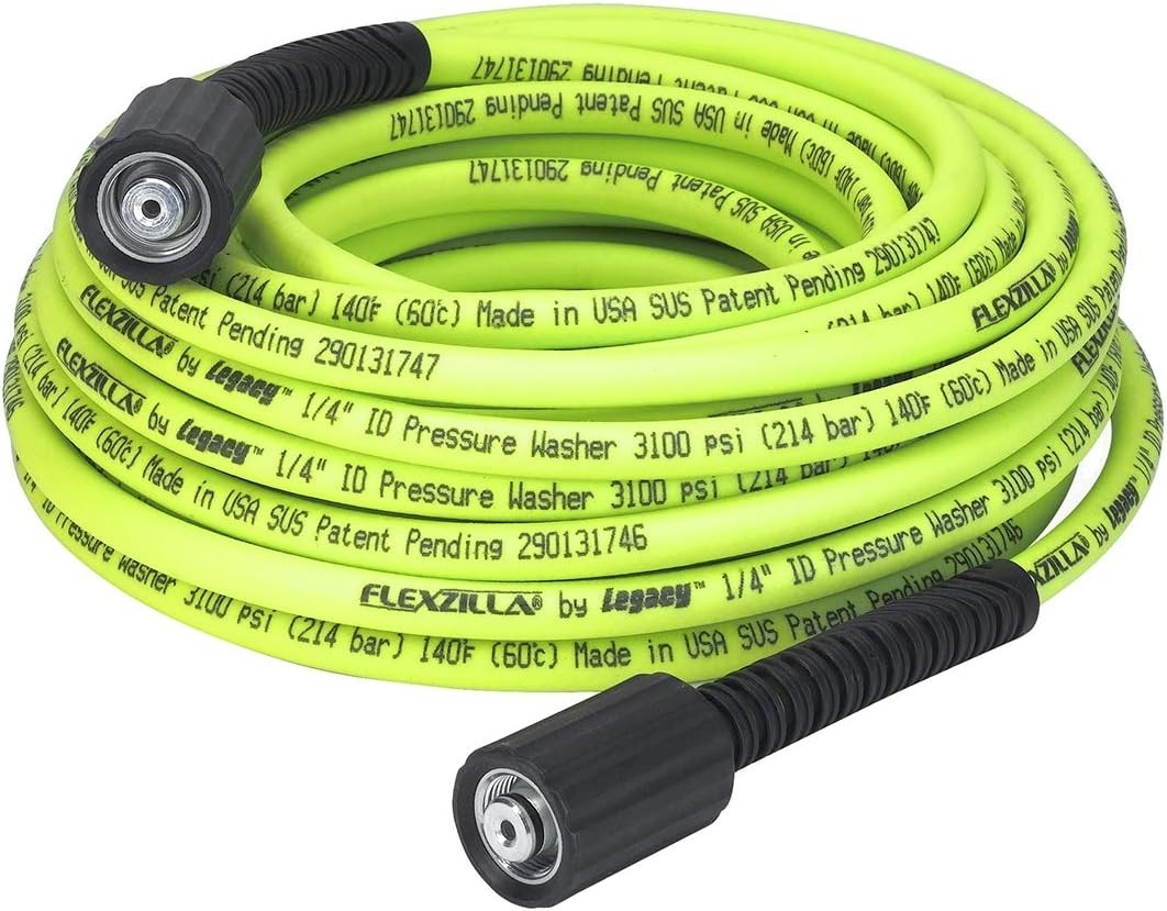 50 ft Pressure Washer Hose with M22 Fittings – Flexible Hybrid Polymer, 3100 PSI