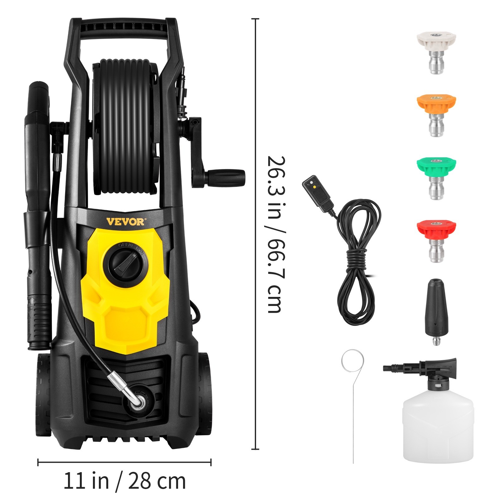 2000 PSI Electric Pressure Washer, 1.76 GPM w/ 30Ft Hose, Foam Cannon, 5 Nozzles