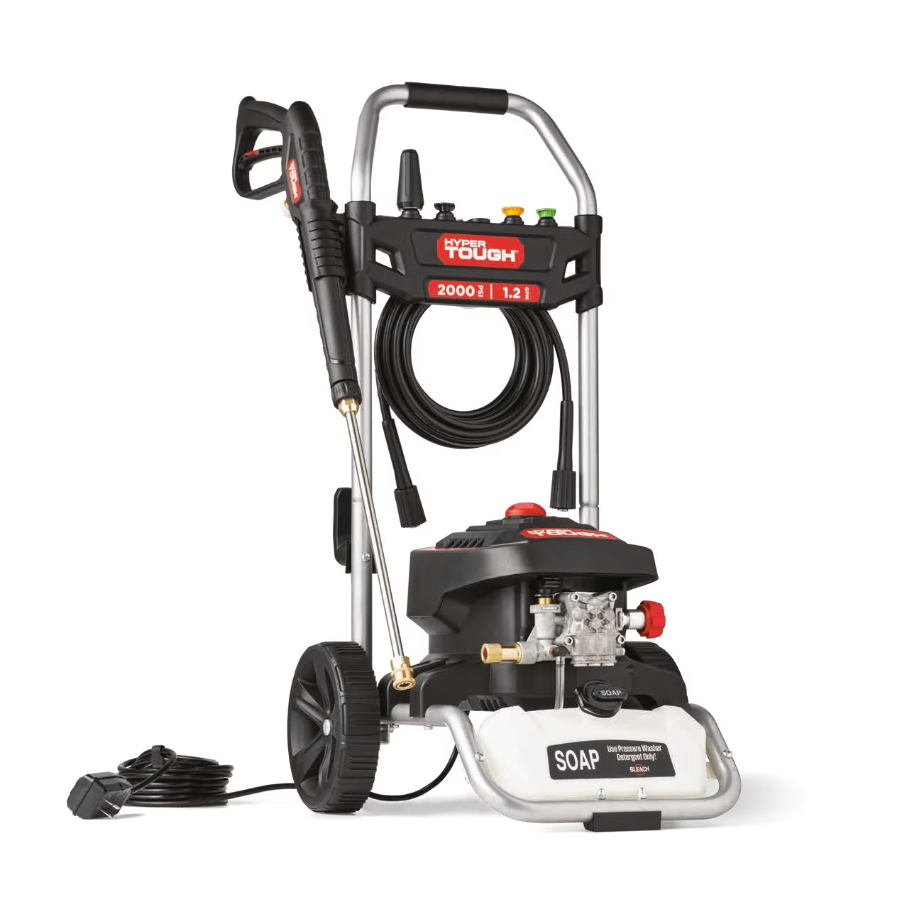 Hyper Tough Electric Pressure Washer, 2000 PSI, 1.2 GPM, 1800W Motor, Cold