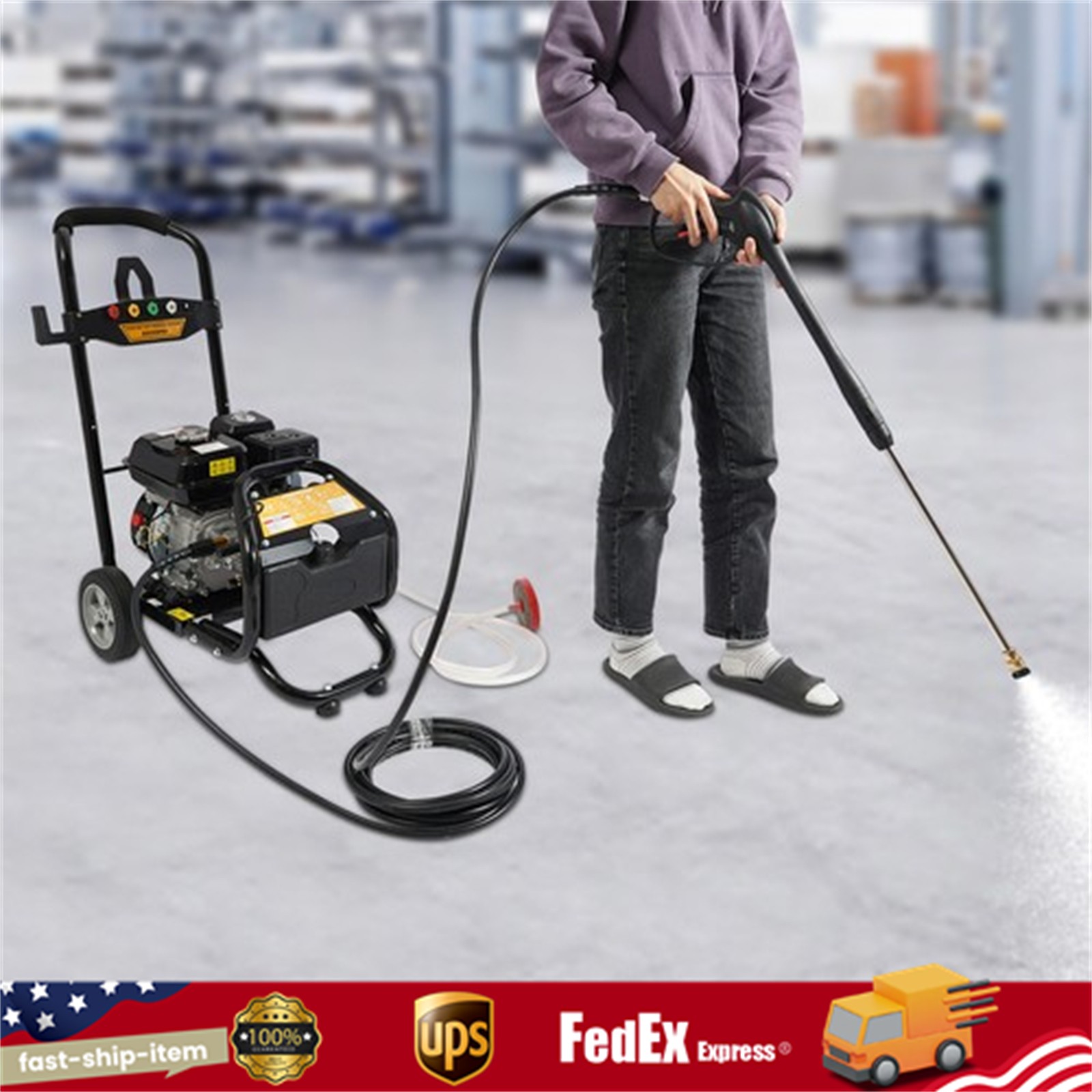 2200PSI Gas Pressure Washer Cold Water Gas Powered Washer 2.4GPM 7HP / Wheels