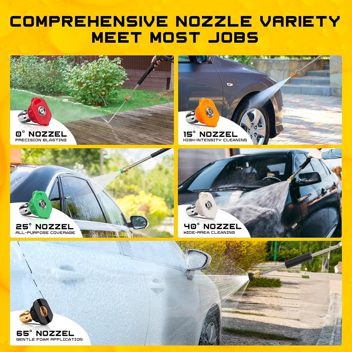 1L Snow Foam Cannon Kit with 5 Nozzle Tips for Ultimate Vehicle Care