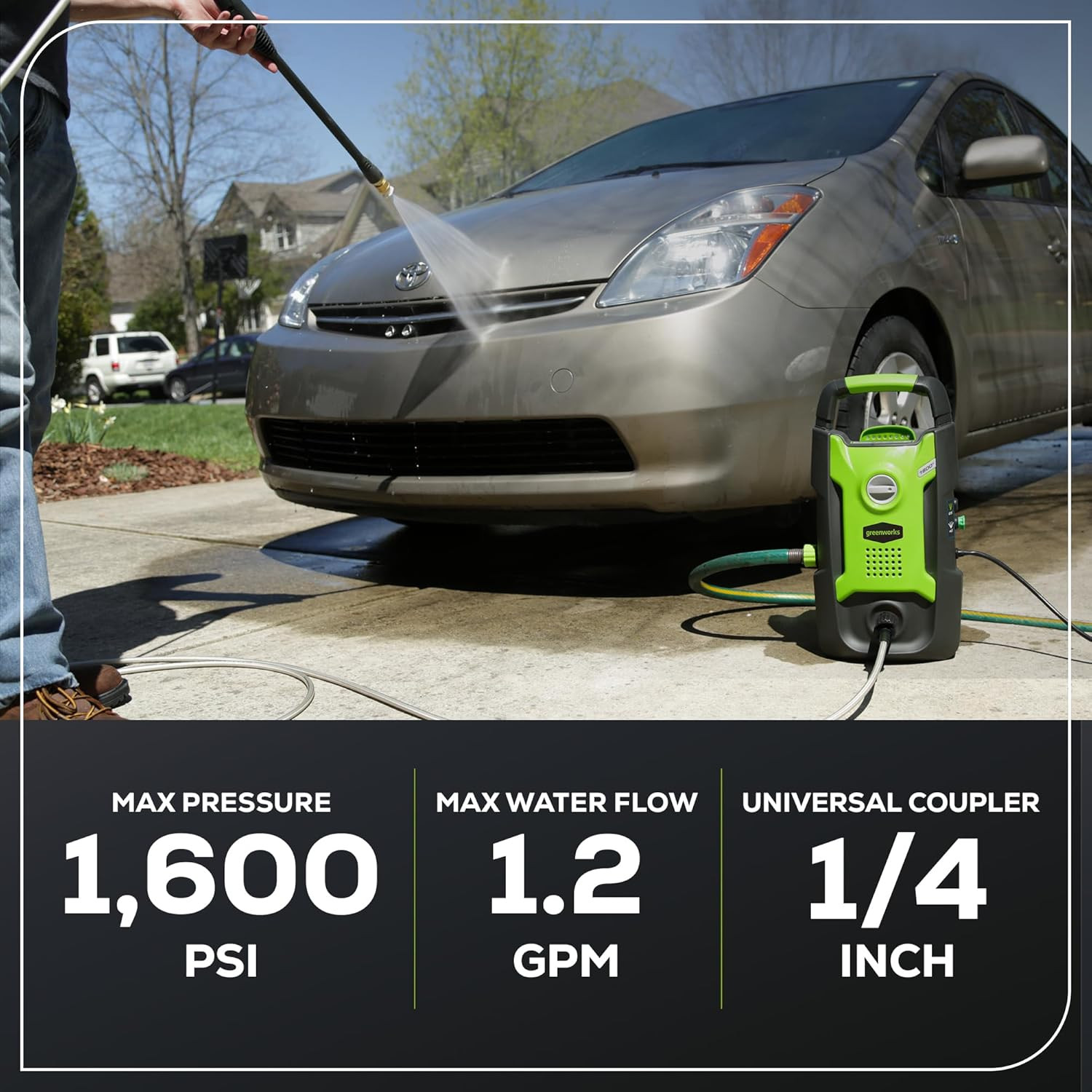 Greenworks 1600 PSI (1.2 GPM) Electric Pressure Washer (25°, 40°, Soap Applicato