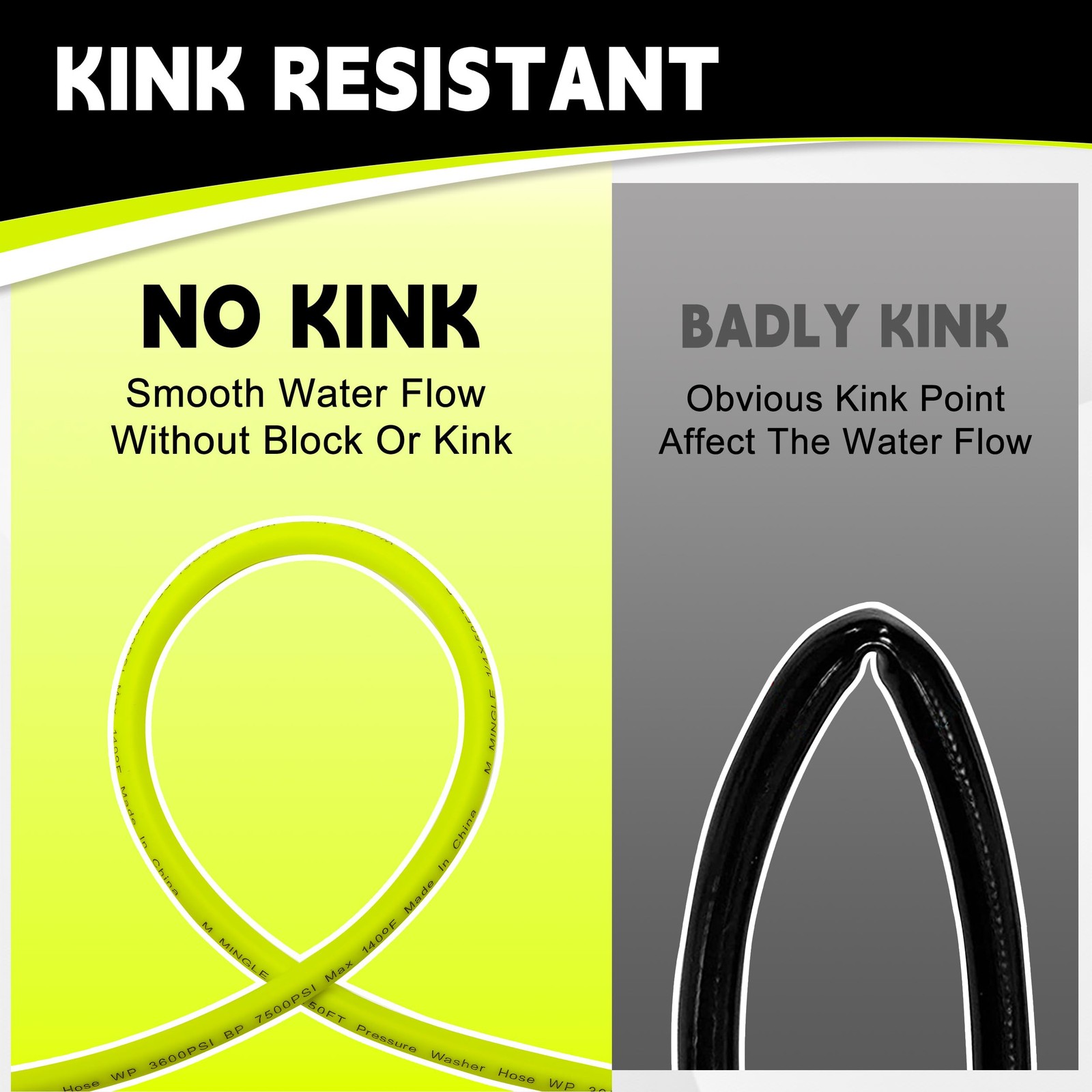 M MINGLE Pressure Washer Hose and Gun Kit, 50 FT Power Washer Hose with 5 Noz…