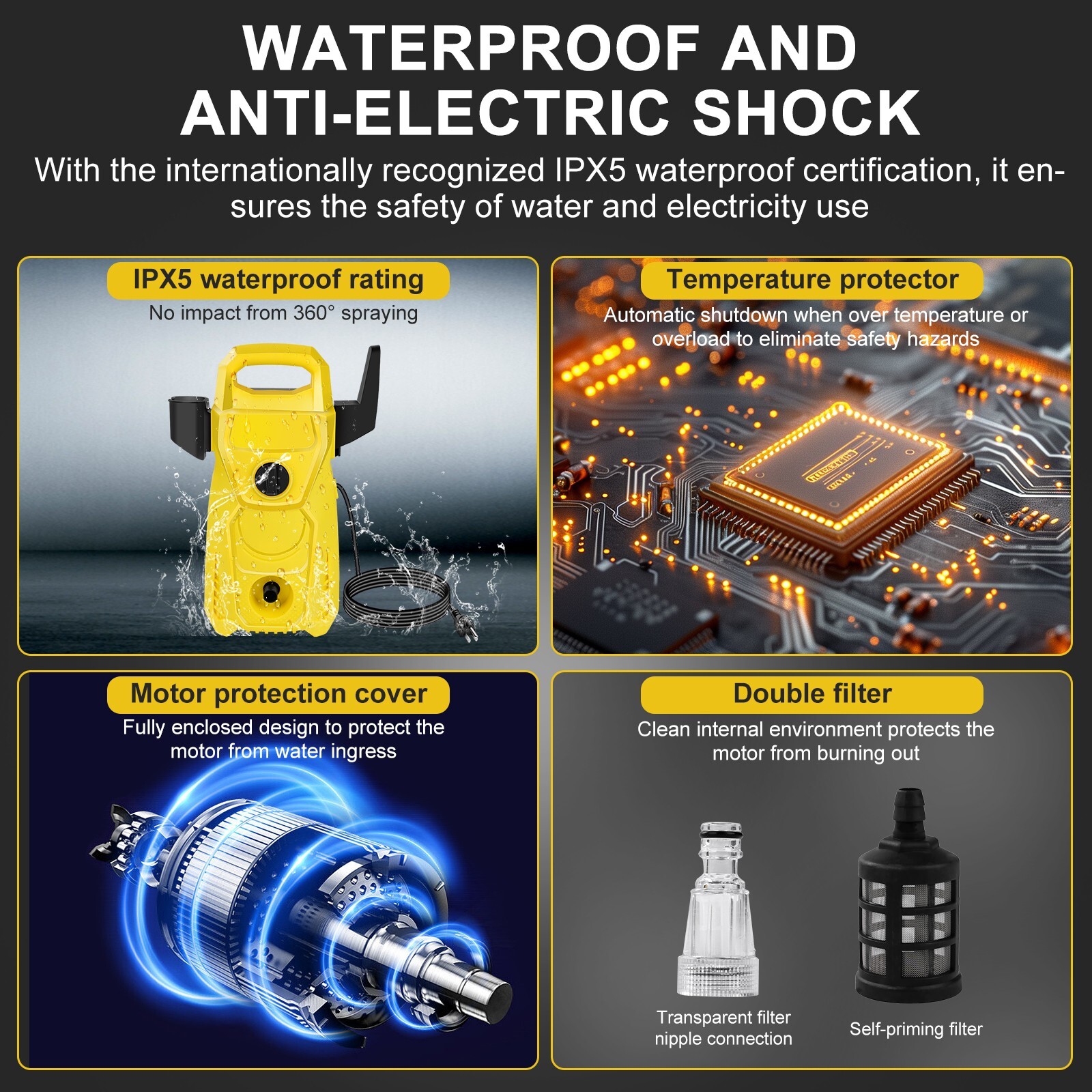 110V Electric Pressure Washer for Car & Home Cleaning, 2800W High Power