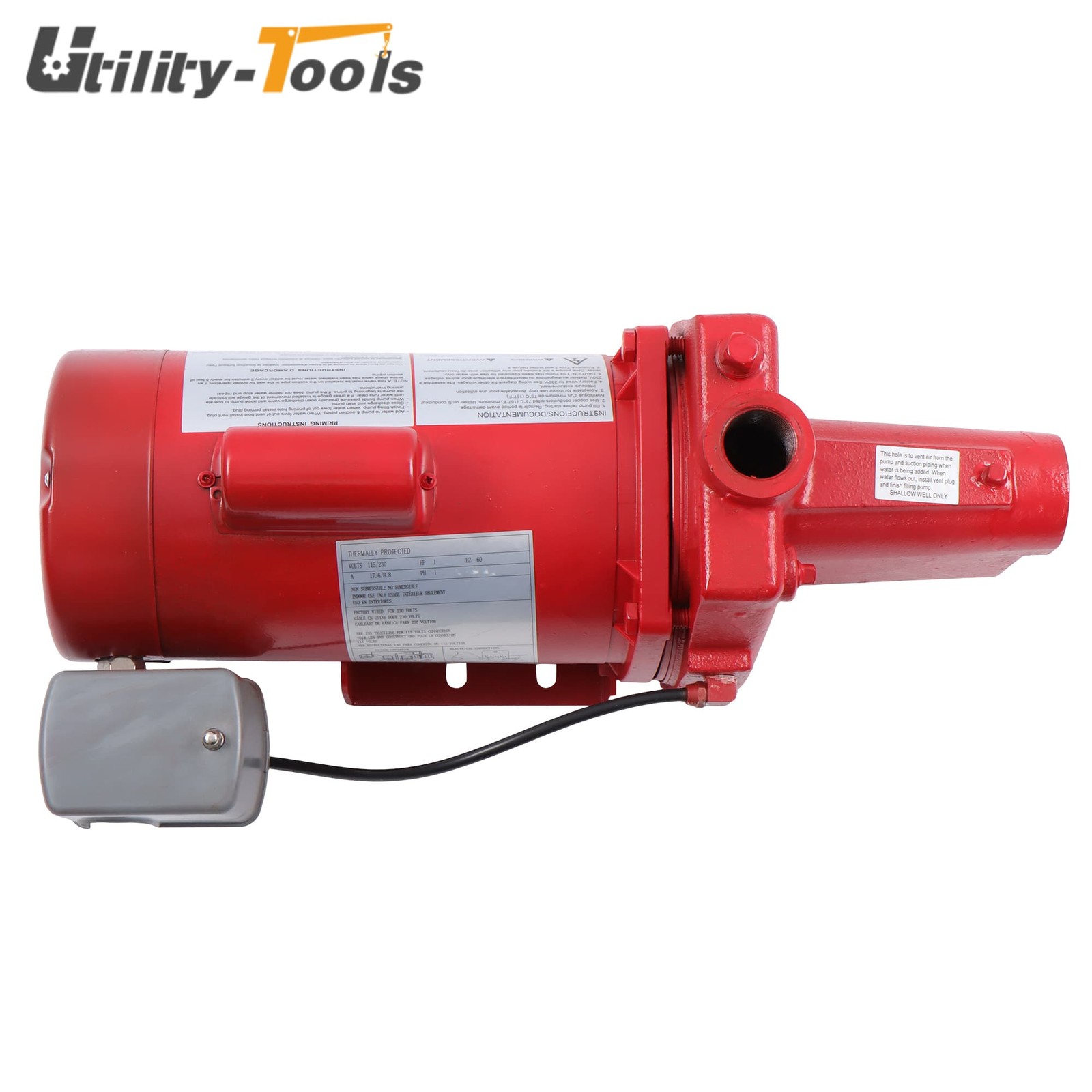 Cast Iron 1 HP 23 GPM Dual Voltage 115/230 Volt Shallow Well Jet Pump Red 602208