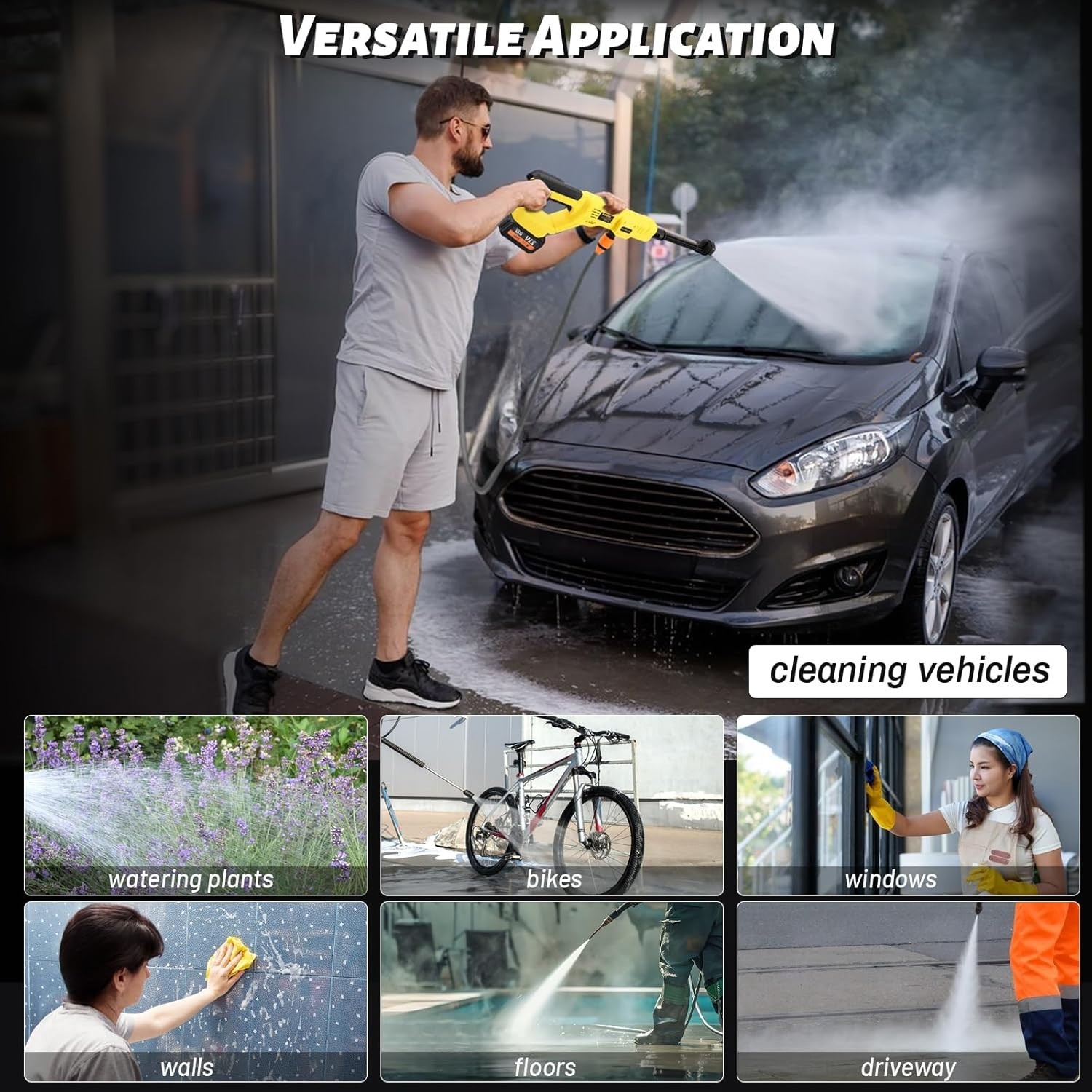 Cordless Pressure Washer Compatible with Dewalt 20V Battery 800 PSI Portable Han
