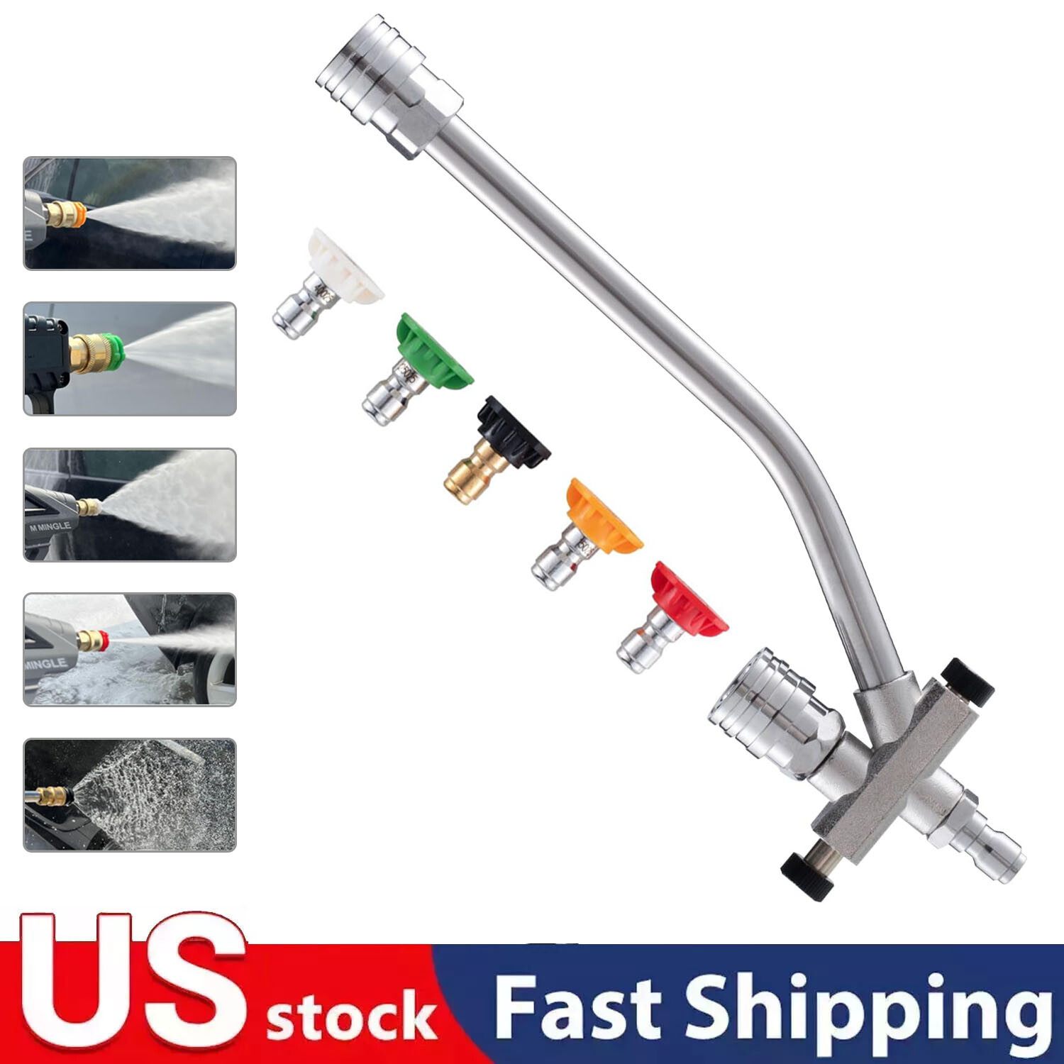 Foam Cannon Dual Connector Pressure Foam Blaster 1/4″ Lance Nozzle + 5 Nozzles