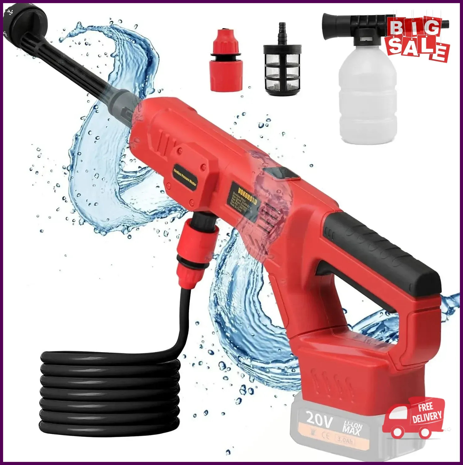 Cordless Pressure Washer for Milwaukee M18 Battery, Portable Cordless Power Wash