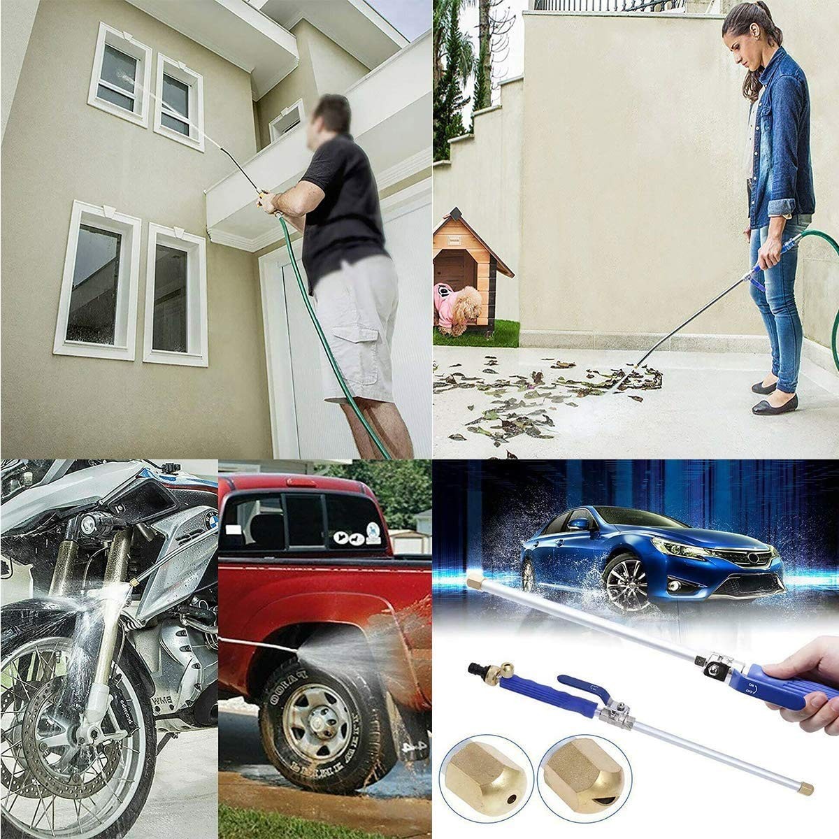 High Pressure Power Washer Sprayer Wand with Flexible Hose Nozzle, 39” Hydro…