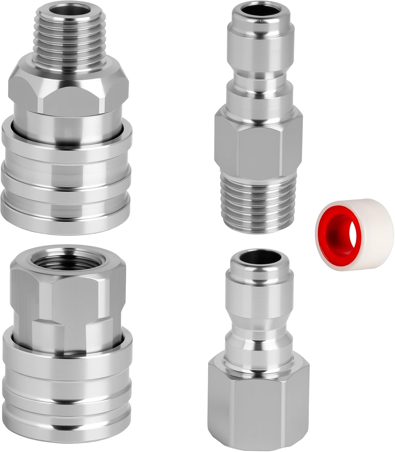 2 Sets NPT 1/4 Inch Quick Connect Pressure Washer Fittings Stainless Steel Quick