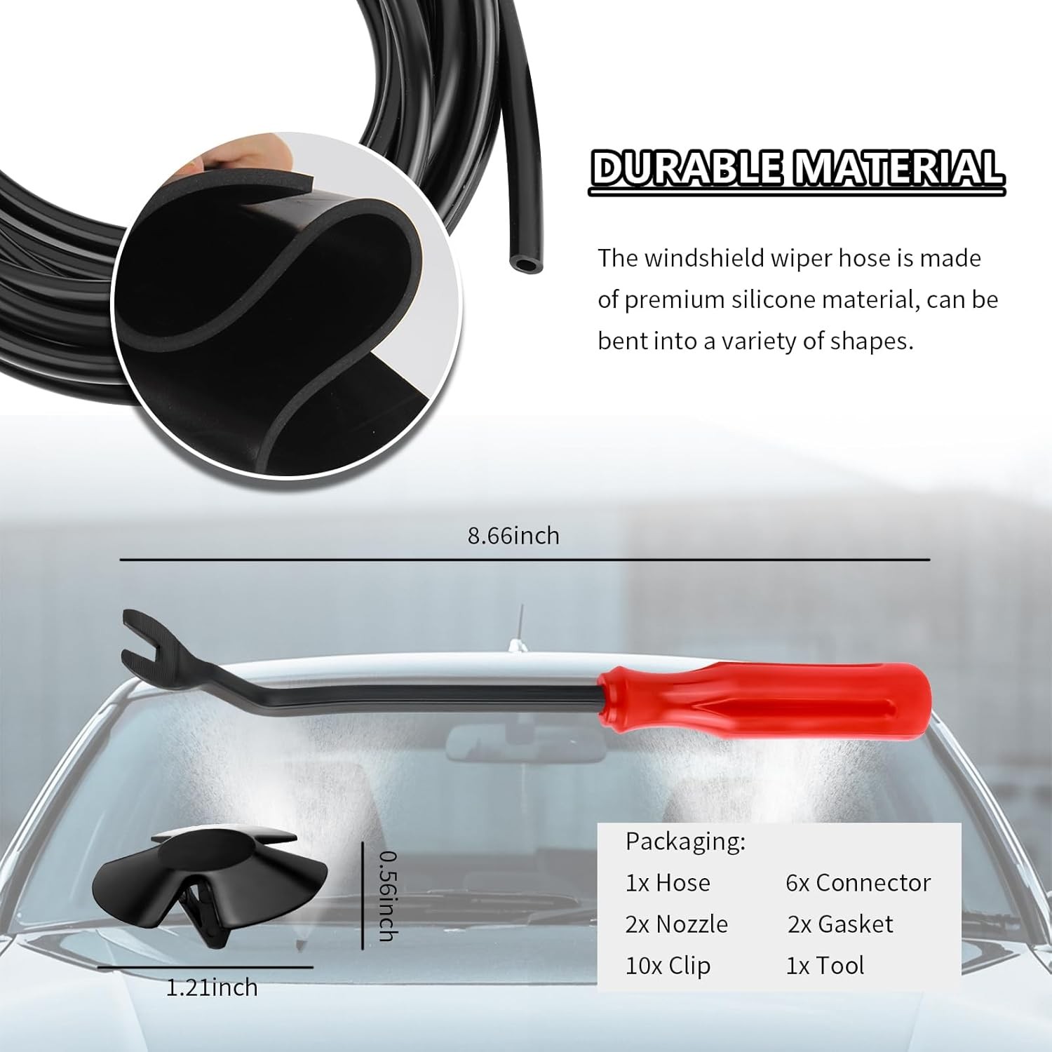 22 Pc Windshield Washer Hose Kit 13 Ft, Fan Nozzles, Dodge, Chrysler, Ram, Jeep