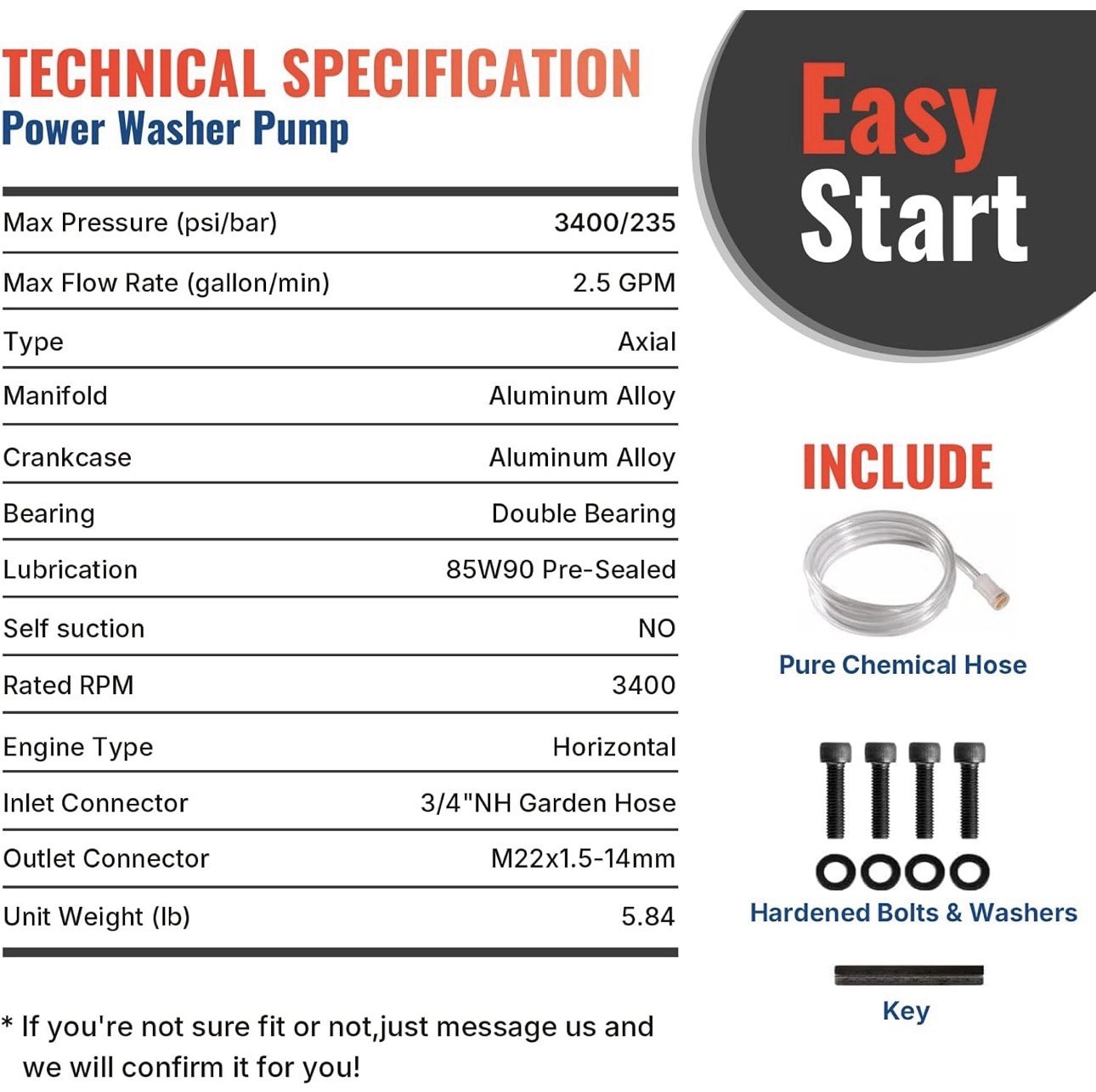 High-Performance 3400 PSI Pressure Washer Pump – Ideal for Honda, Karcher & More