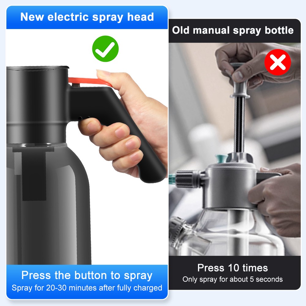 2L Electric Foam Spray Bottle Automatic Rechargeable Sprayer Cordless Car Wash