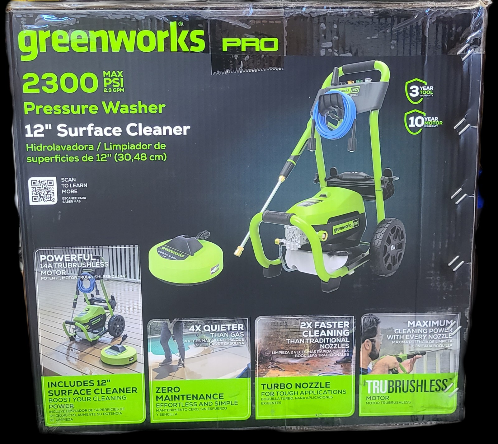 Greenworks Pro 2300 PSI 1.2-GPM Cold Water Electric Pressure Washer Gpw2301sc-1