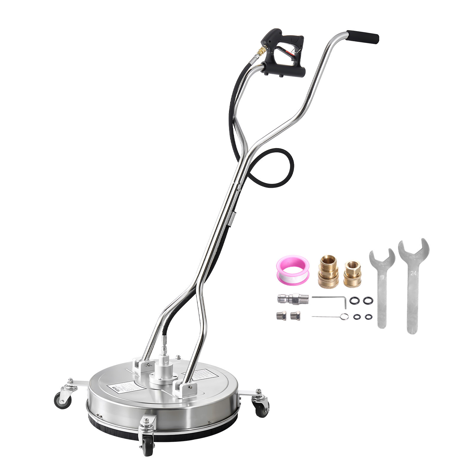 VEVOR 21″ Pressure Washer Surface Cleaner 4 Wheels Dual Handle 4500 Max PSI