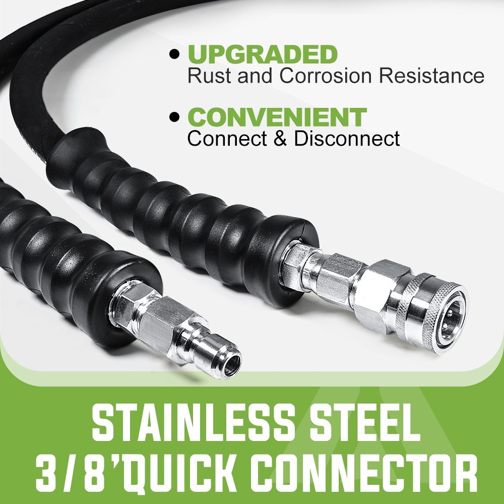 YAMATIC 4000 psi Pressure Washer Hose 3/8″ Flexible Stainless Steel Swivel