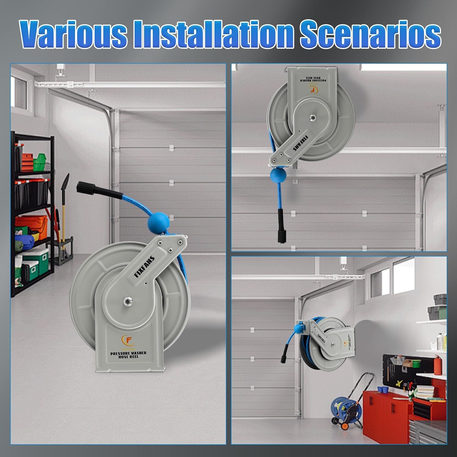 Retractable Pressure Washer Hose Reel 1/4″ x 60ft Power