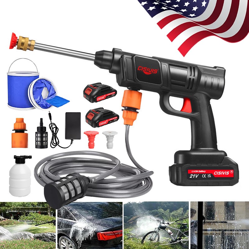 Cordless High Pressure Car Washing Gun Pressure Washer Gun with 2 Nozzle