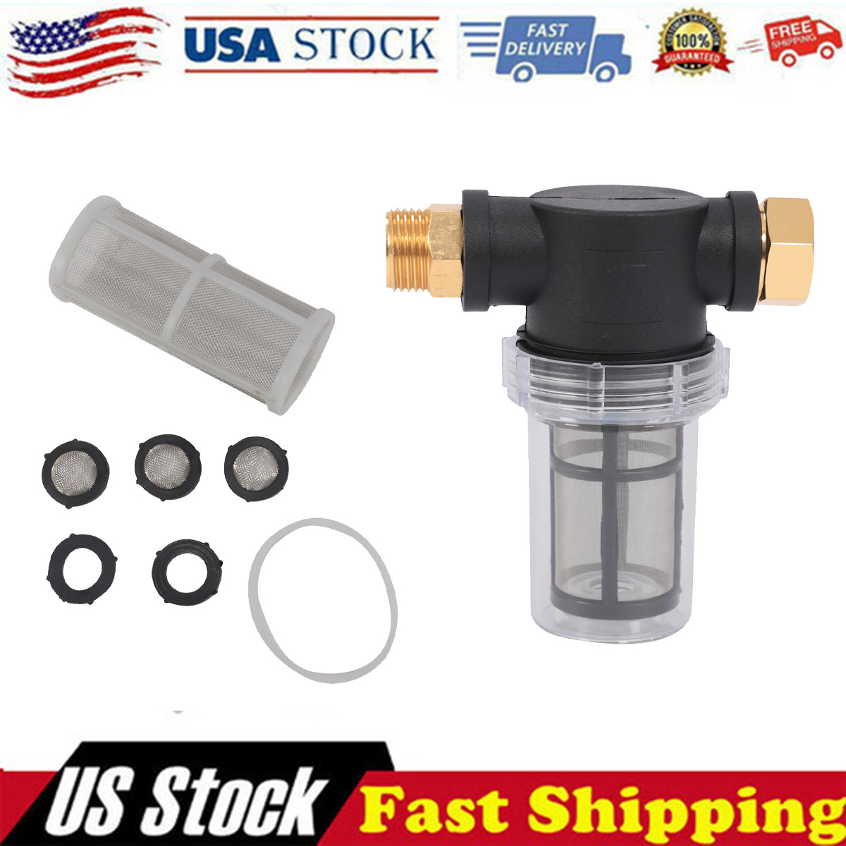 Garden Hose Inlet Filter for High Pressure Washer, Sediment Filter Attachment, 4