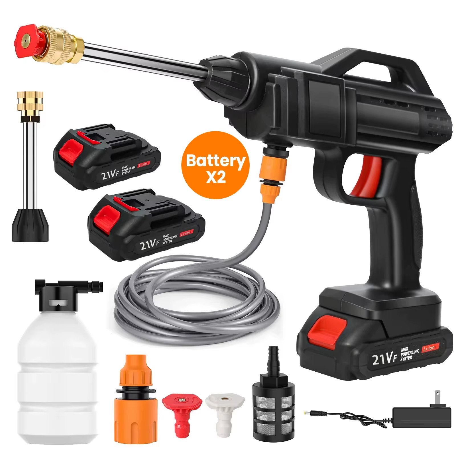 1500W BATTERY OPERATED PORTABLE GUN PRESSURE WASHER PRESSURE ACCESSORIES