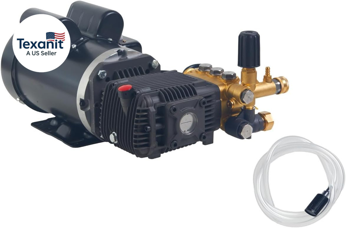1500 PSI 2 GPM Pressure Washer Pump Assembly with 2 HP 120 V Motor – Triplex Pow