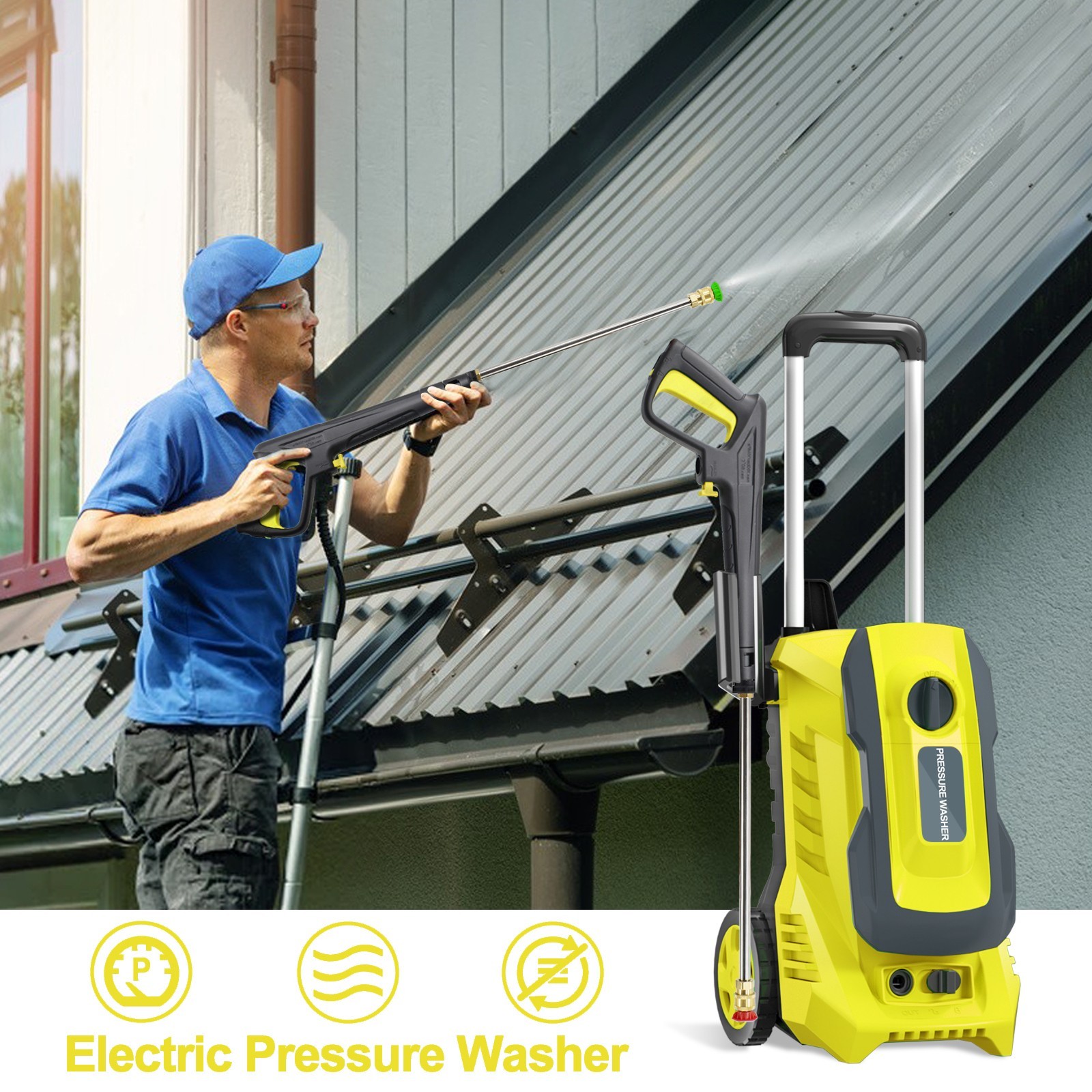 4200 PSI 2.5 GPM High-Pressure Electric Power Cleaner Car Washer Machine Blue
