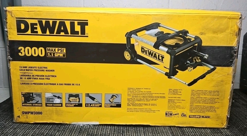 DeWalt Tools DWPW3000 15Amp Jobsite Electric Cold Water Pressure Washer