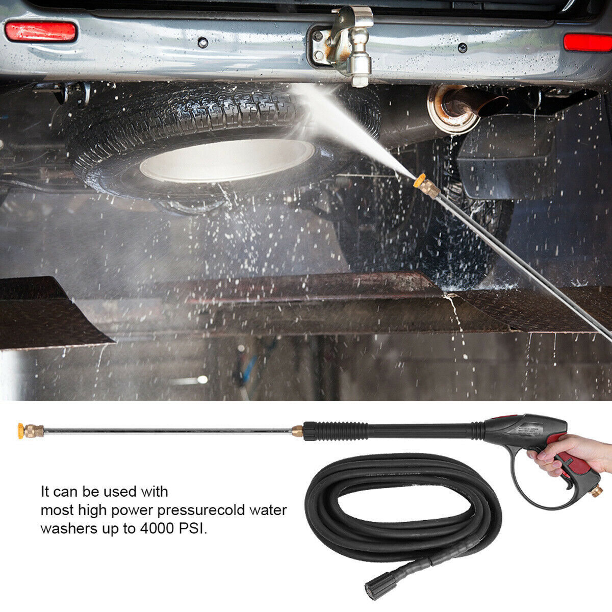 1/4″ Pressure Washer Gun + Extension Wand Lance +5 Nozzle Tips /30/50FT Hose M22