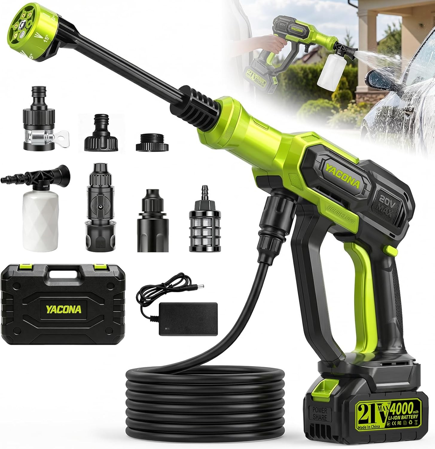 Cordless Portable Washer Handheld 3 Modes 23FT Hose