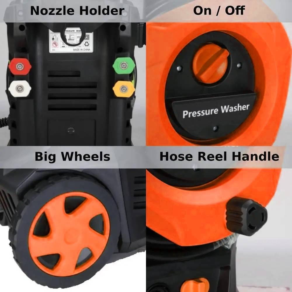 Electric Pressure Washer 3800PSI with Nozzles and Telescopic Handle Portable