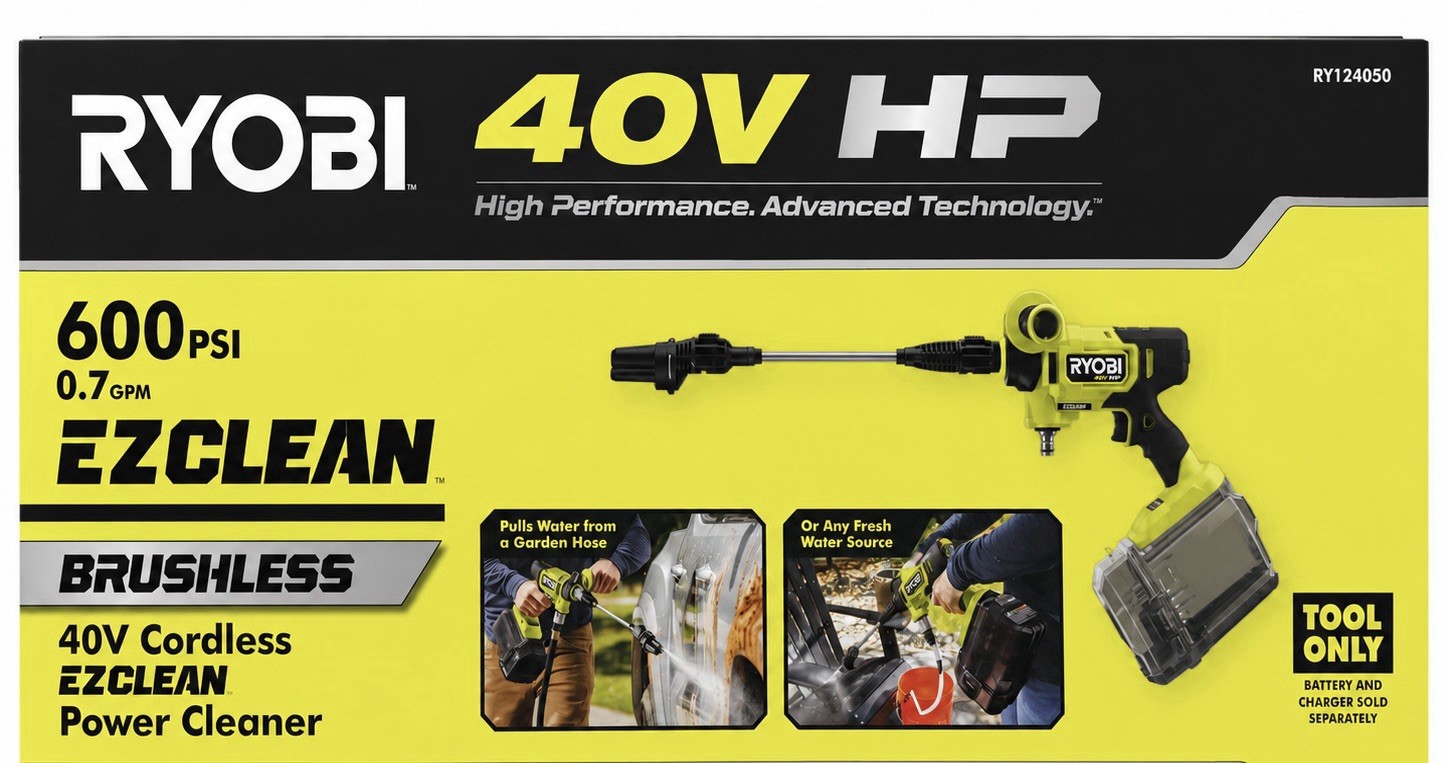 RYOBI 40V HP Brushless EZClean 600 PSI Cold Water Power Cleaner (Tool Only)