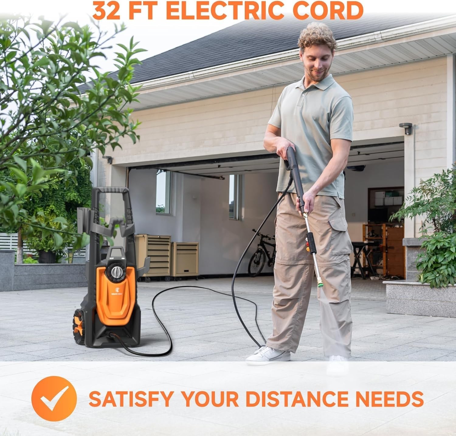 Giraffe Tools Electric Pressure Washer, Portable Power Washer with Wheels New