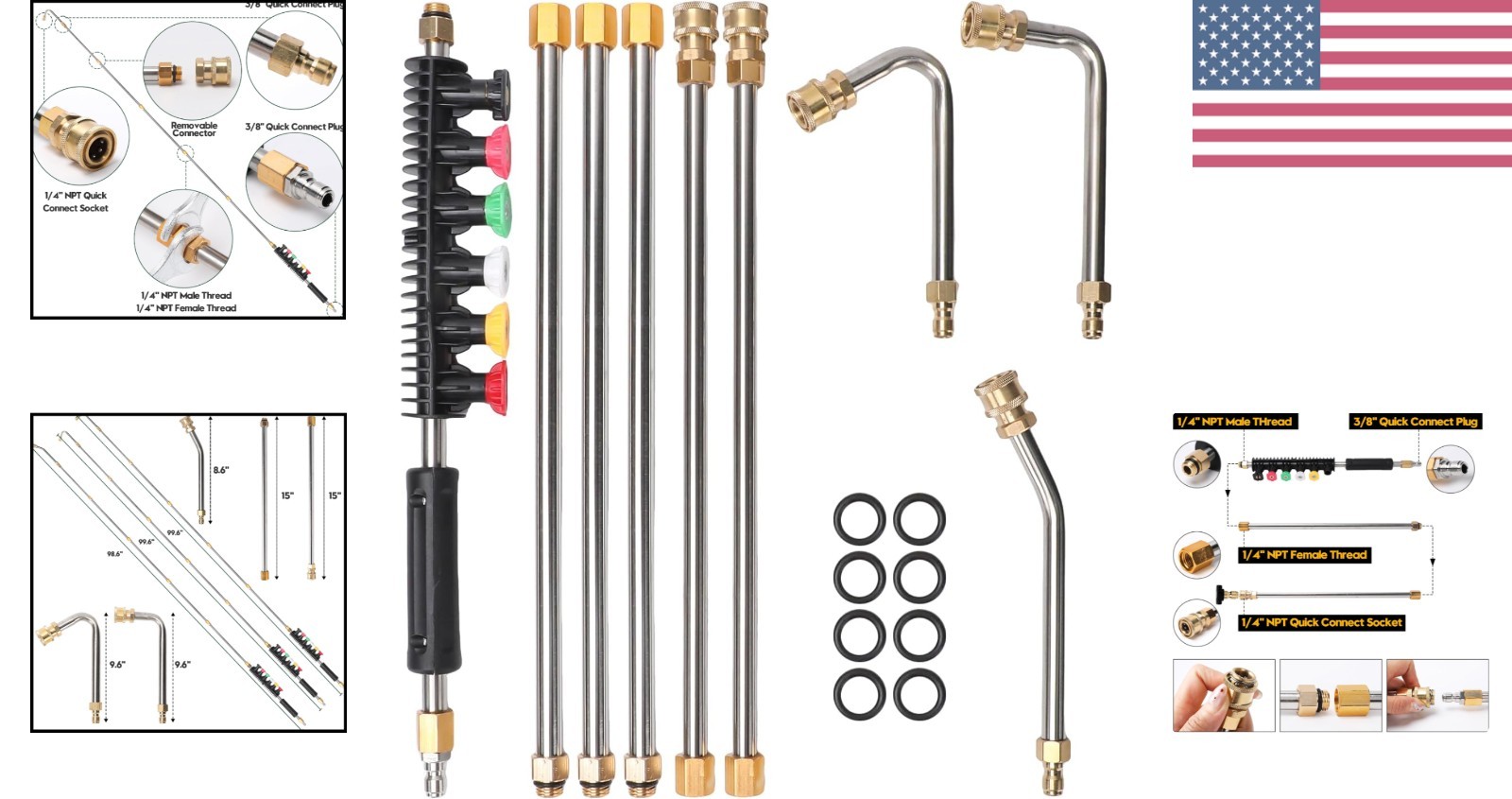 High-Performance 9 Pack Extension Wand with Curved Rods & Quick Connect Design