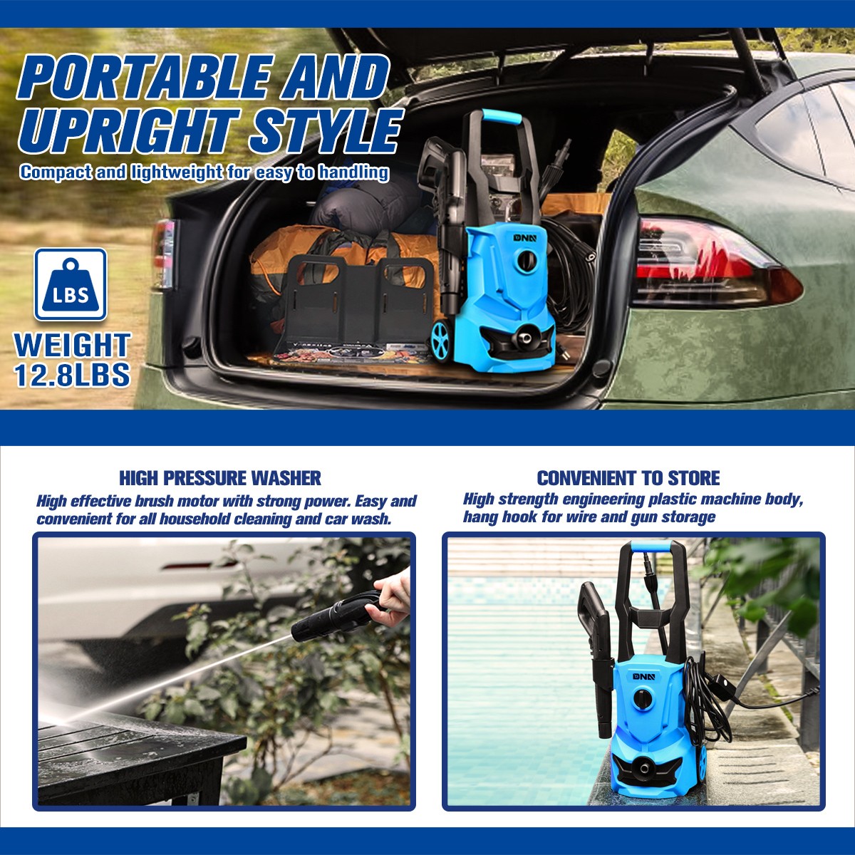 1813 PSI 1.45 GPM High-Pressure Electric Power Cleaner Car Washer Machine Blue