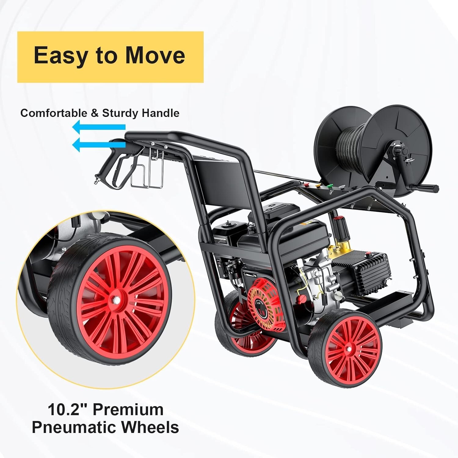 POHIR Gas Pressure Washer w/ Electric Start 50FT Hose 3600 PSI 3.3 GPM 5 Nozzles